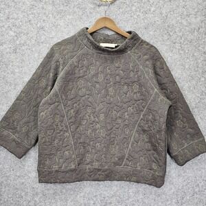 Womens Boxy Sweatshirt Medium Gray STEFANEL Italian Jacquard Damask Art to Wear